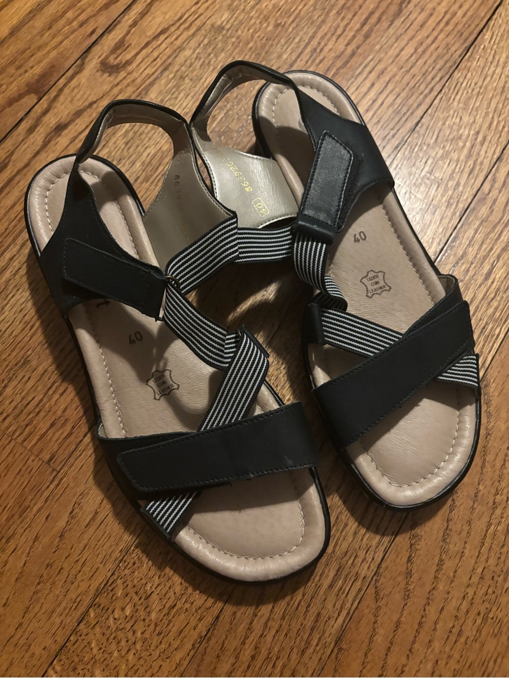 Remonte Black & Cream Slingback Strappy Sandals